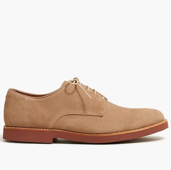 J. Crew Mens Kenton Suede Bucks 9 Cream Red Soles Oxford Shoes Lace Up - Picture 2 of 13